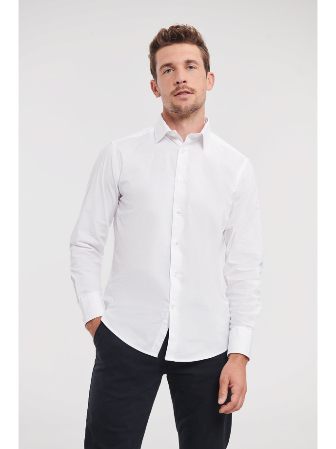 Vanity Fair Lingerie Men's Long Sleeve Fitted Stretch Shirt White 1