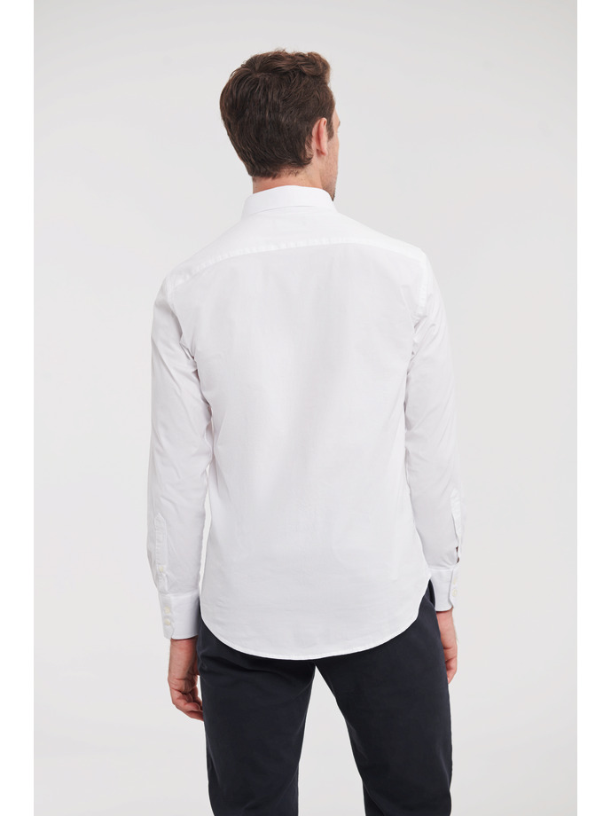 Vanity Fair Lingerie Men's Long Sleeve Fitted Stretch Shirt White 2