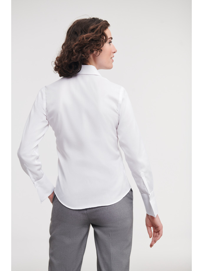 Vanity Fair Lingerie Ladies' Long Sleeve Tailored Ultimate Non-Iron Shirt White 2