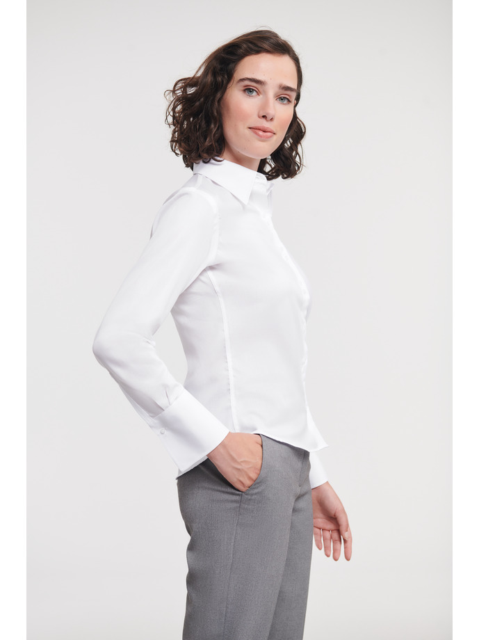 Vanity Fair Lingerie Ladies' Long Sleeve Tailored Ultimate Non-Iron Shirt White 3