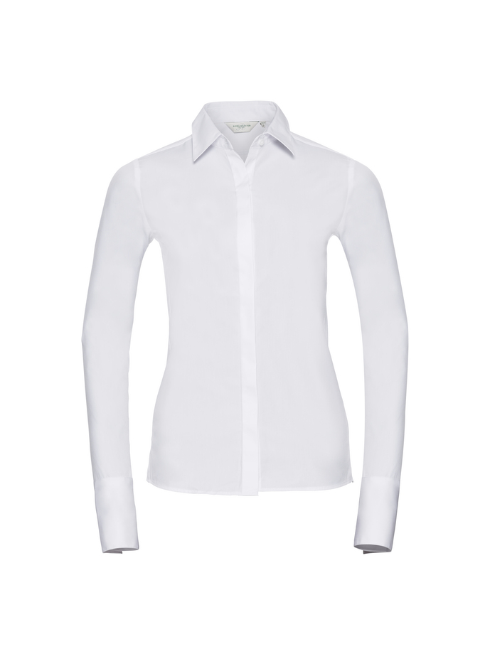 Vanity Fair Lingerie Ladies' Long Sleeve Fitted Ultimate Stretch Shirt White 5