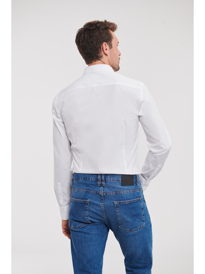 Vanity Fair Lingerie Men's Long Sleeve Fitted Ultimate Stretch Shirt White 2