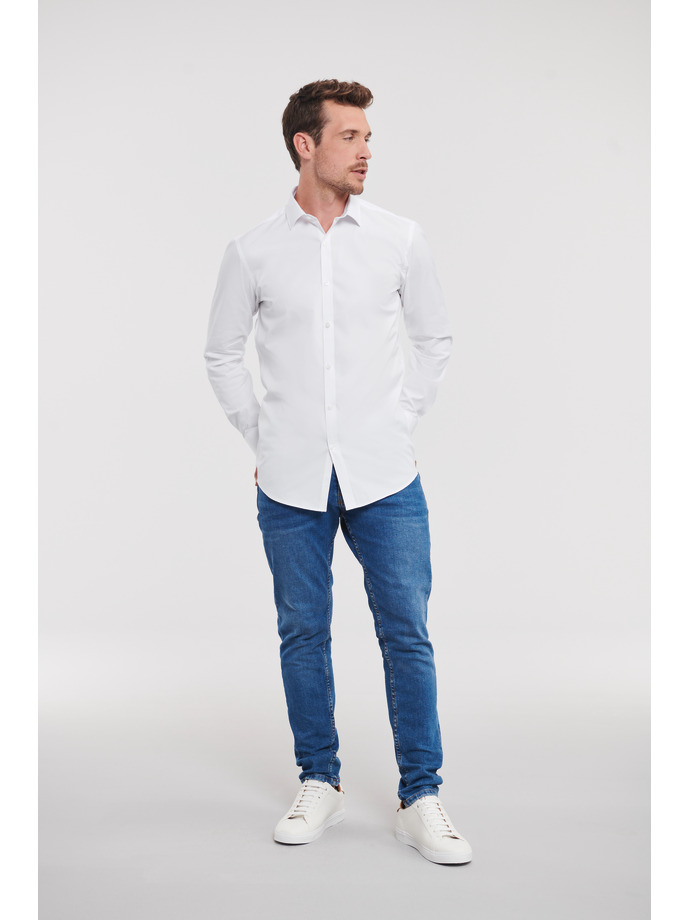 Vanity Fair Lingerie Men's Long Sleeve Fitted Ultimate Stretch Shirt White 4