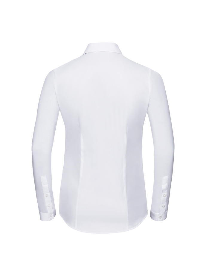 Vanity Fair Lingerie Ladies' Long Sleeve Tailored Herringbone Shirt White 6