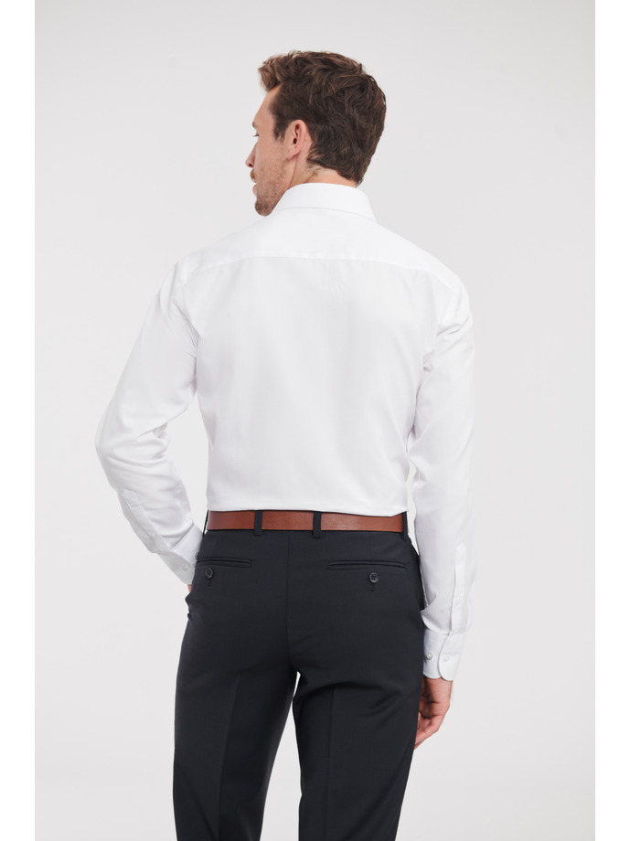 Vanity Fair Lingerie Men's Long Sleeve Tailored Herringbone Shirt White 2