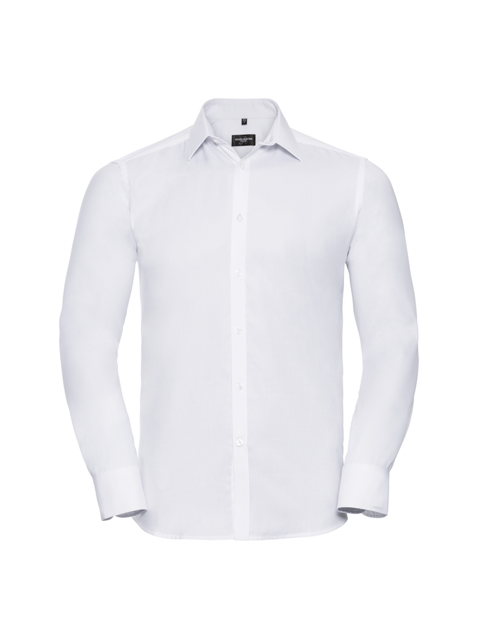 Vanity Fair Lingerie Men's Long Sleeve Tailored Herringbone Shirt White 5