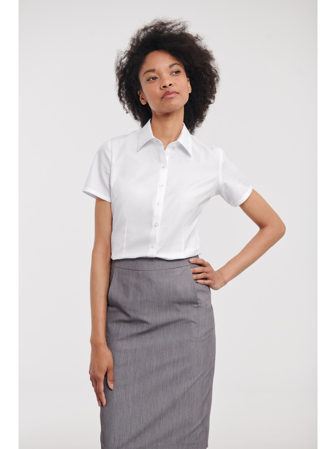 Vanity Fair Lingerie Ladies' Short Sleeve Tailored Herringbone Shirt White 1
