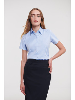 Ladies' Short Sleeve Tailored Herringbone Shirt