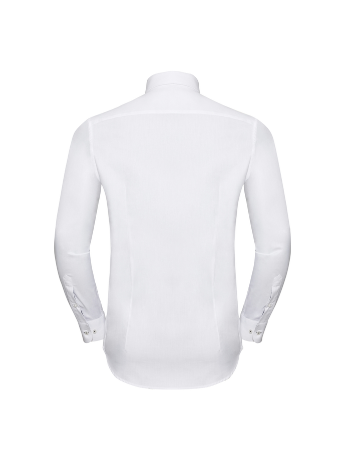 Vanity Fair Lingerie Men's Long Sleeve Tailored Contrast Herringbone Shirt White/silver/convoy Grey 6