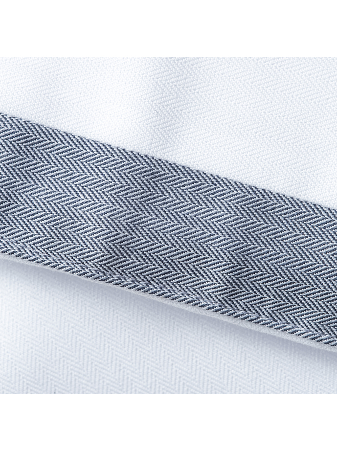 Vanity Fair Lingerie Men's Long Sleeve Tailored Contrast Herringbone Shirt White/silver/convoy Grey 8