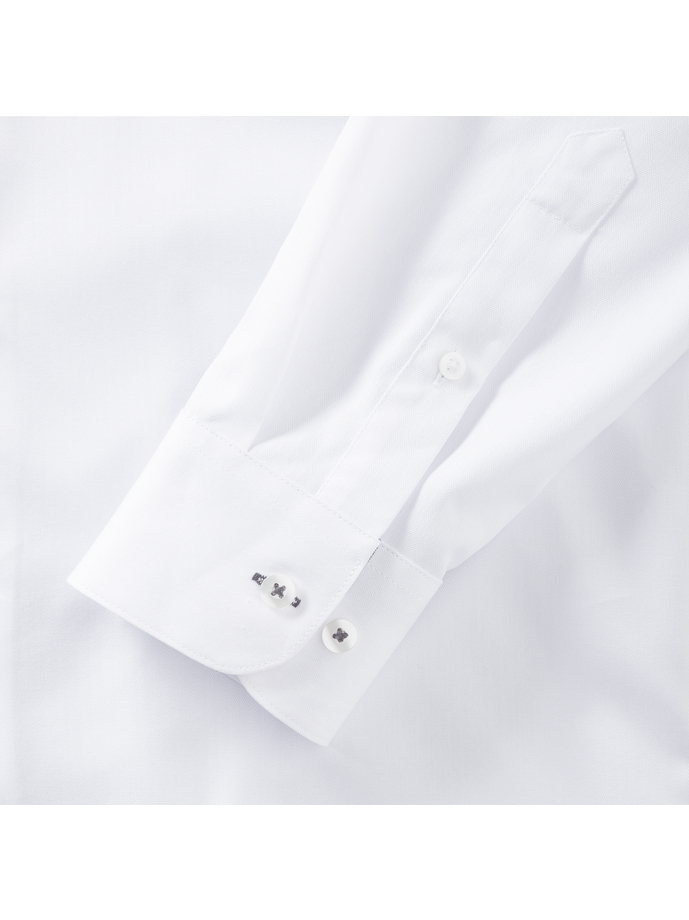 Vanity Fair Lingerie Men's Long Sleeve Tailored Contrast Herringbone Shirt White/silver/convoy Grey 9